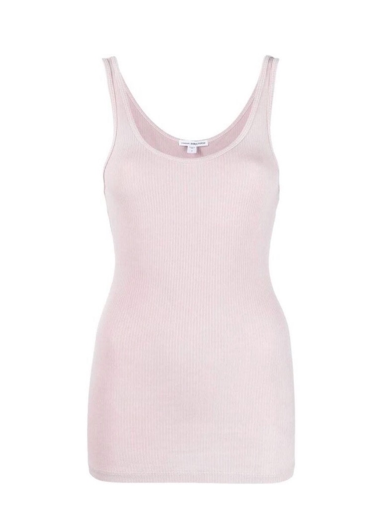 James Perse Soft Ribbed Scoop Tank In Pale Pink